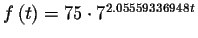 $f\left( t\right) =75\cdot 7^{2.05559336948t}$