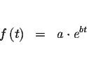 \begin{eqnarray*}&& \\
f\left( t\right) &=&a\cdot e^{bt} \\
&&
\end{eqnarray*}