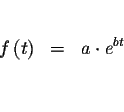 \begin{eqnarray*}&& \\
f\left( t\right) &=&a\cdot e^{bt} \\
&& \\
&&
\end{eqnarray*}