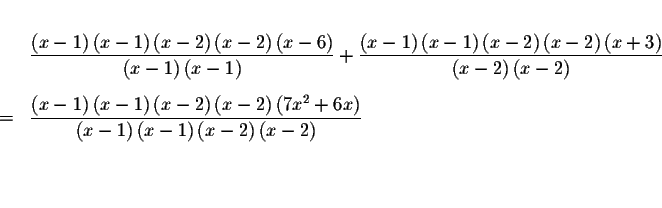 \begin{eqnarray*}&& \\
&&\frac{\left( x-1\right) \left( x-1\right) \left( x-2\r...
...ight)
\left( x-2\right) \left( x-2\right) } \\
&& \\
&& \\
&&
\end{eqnarray*}