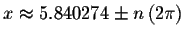 $x\approx
5.840274\pm n\left( 2\pi \right) $