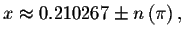 $x\approx 0.210267\pm n\left( \pi \right) ,$