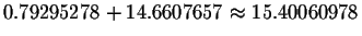 $0.79295278+14.6607657\approx 15.40060978$