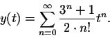 \begin{displaymath}y(t)=\sum_{n=0}^\infty \frac{3^n+1}{2 \cdot n!} t^n.\end{displaymath}