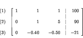 \begin{eqnarray*}&& \\
&&
\begin{array}{r}
(1) \\
\\
(2) \\
\\
(3)
...
...& & -0.40 & & -0.50 & \vert & -21
\end{array}
\right] \\
&&
\end{eqnarray*}